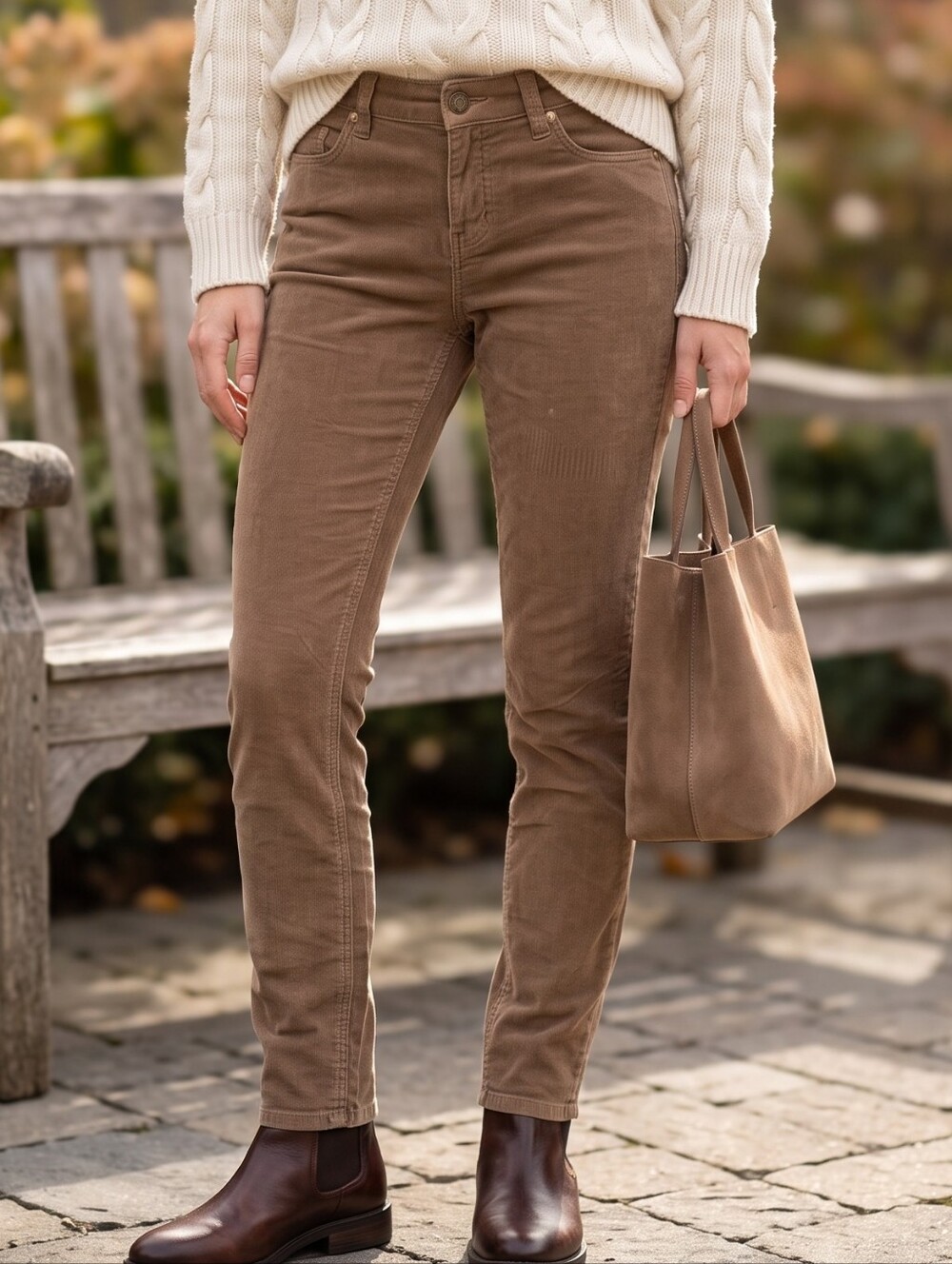 Buffalo Iron Tan Brown Corduroy Slim Leg Pants Dark Academia Rory Gilmore